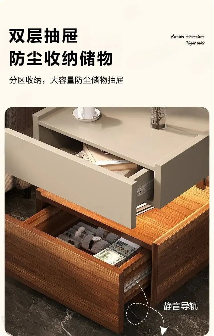 Simple European Bedside Table Classic Storage Luxury Trendy Night Table Modern Premium Comodini Camera Letto Bedroom Furnitures Jonine&