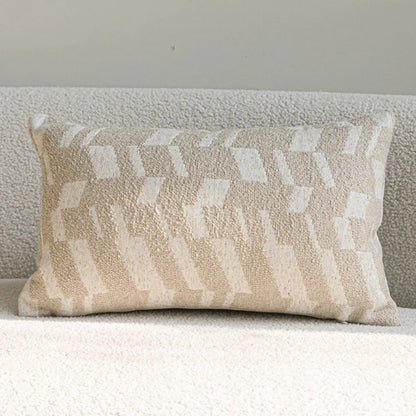 French Cream Jacquard Lumbar Pillow Cover — Embroidered Cushion Cover 12×20in