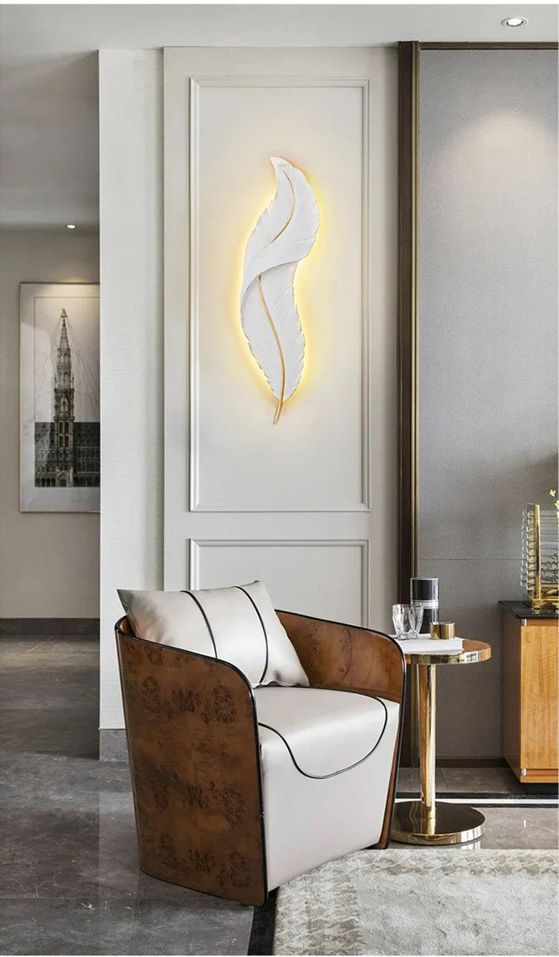 Nordic Feather LED Wall Sconce — Modern Resin Wall Light