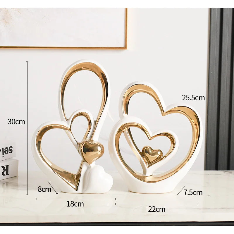 Heart-Shaped Ceramic & Enamel Luxury Home Accent Décor