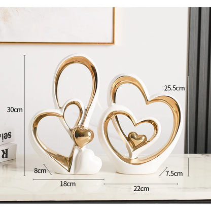 Heart-Shaped Ceramic & Enamel Luxury Home Accent Décor