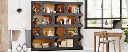 Curves That Work — Tribesigns 71" Tall S-Shaped Bookcase & Display Shelving