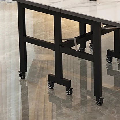 Extendable Dark Luxury Dining Table — Space-Saving with Casters