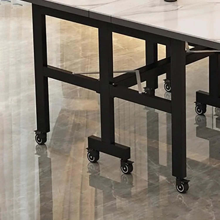 Extendable Dark Luxury Dining Table — Space-Saving with Casters Jonine’s Corner