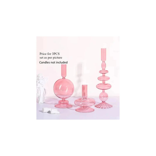 Colored Glass Candle Holder Set of 3 — Romantic Modern Home Décor