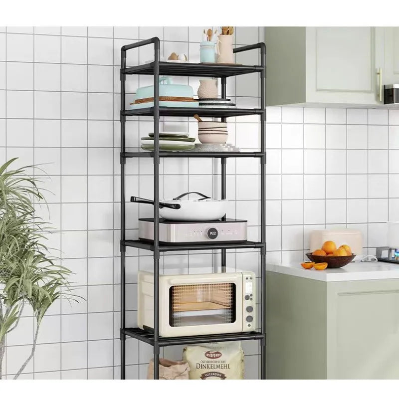 Kitchen storage cart for shelves - multi-level floor-standing household storage unit - bathroom shelf - microwave oven shelf