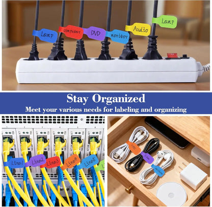 Cable Organizer Straps 10/30/50pcs Reusable Waterproof Color-Coded Labels, Charger Data Cords Management Ties Cable Ties