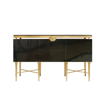 Modern Glass &amp; Steel Sideboard Cabinet