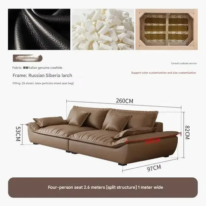 Luxury Genuine Leather Sofa — Designer Modular Living Room Seating