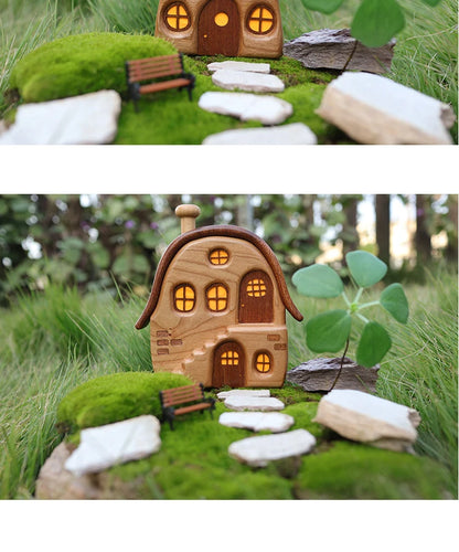 Nordic Style Wooden House Ornaments Miniature Landscape Creative Cute Gifts Home Decor Wooden Building Desktop Decorations