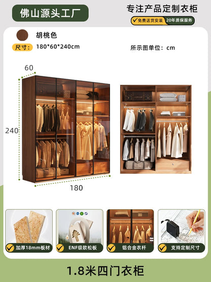 Modern Glass Wardrobe — L-Shaped Corner Closet with Luxury Storage