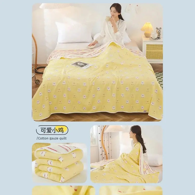 Multi-functional Summer Quilt Thin Breathable Duvet Cool Breathability Cotton Gauze Fabric Towel Blanket Skin-friendly Comforter