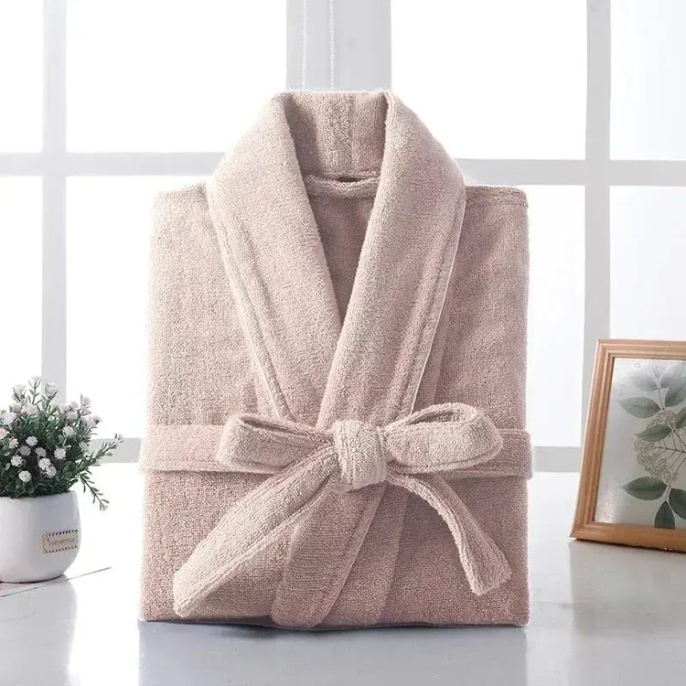 Terry Robe Women 100% Cotton Bathrobe Lovers Brown Robes Men Bathrobe Solid Towel Fleece Long Sleepwear Bridesmaid Robe White Jonine’s Corner