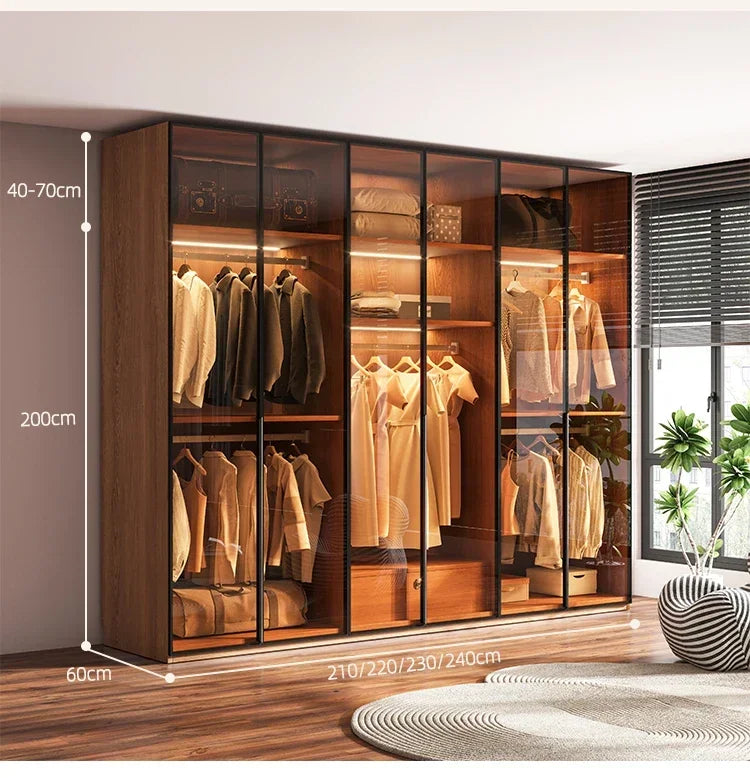 Modern Glass Wardrobe — L-Shaped Corner Closet with Luxury Storage