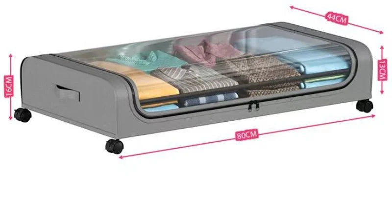 Under-Bed Rolling Storage Organizer with Wheels — Dust-Proof Drawer