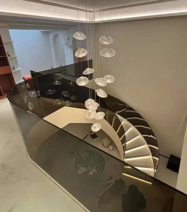 Modern Luxury LED Staircase Chandelier — Dimmable Multi-Head Pendant Light