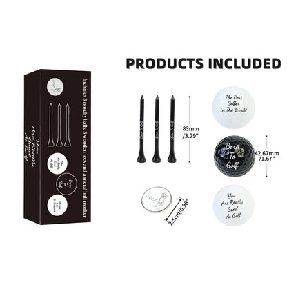 Novelty Golf Gift Set for Men — Balls, Tees & Ball Marker