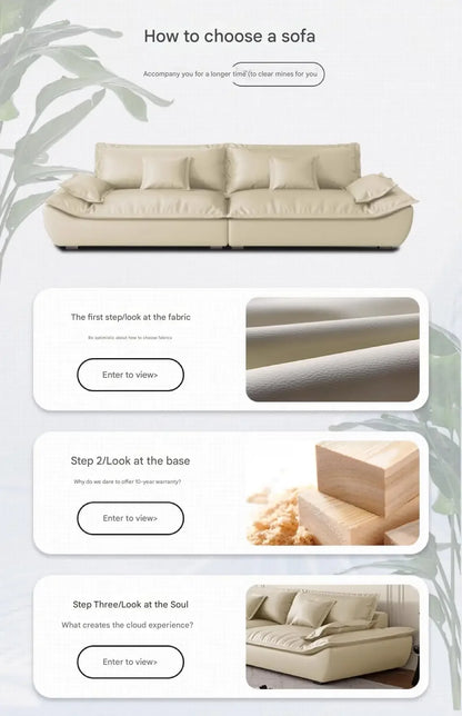 Luxury Genuine Leather Sofa — Designer Modular Living Room Seating