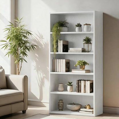 Tall, Dark & Organised — MCQ 5-Tier 53" Black Bookcase with Adjustable Shelves