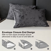 Black and White Plant Print Three-Piece Quilt Cover Set (1 Quilt Cover + 2 Pillowcases) Ultra-Soft Breathable Fabric, Skin-Friendly, Comfortable, Breathable, Machine Washable, Suitable for All Seasons, Elegant and Exquisite, Jonine&