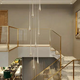 Modern Branch Shaped Gold Bar Staircase Long Chandelier For Duplex Living Room Dining Room Restaurant Home Decor Lustre Fixtures
