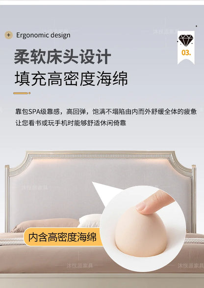 European Minimalist Waterproof Bed Frame with Headboard