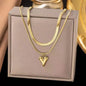 Stainless Steel Heart-shaped Pendant Necklace Metal Waterproof Jewelry For Women