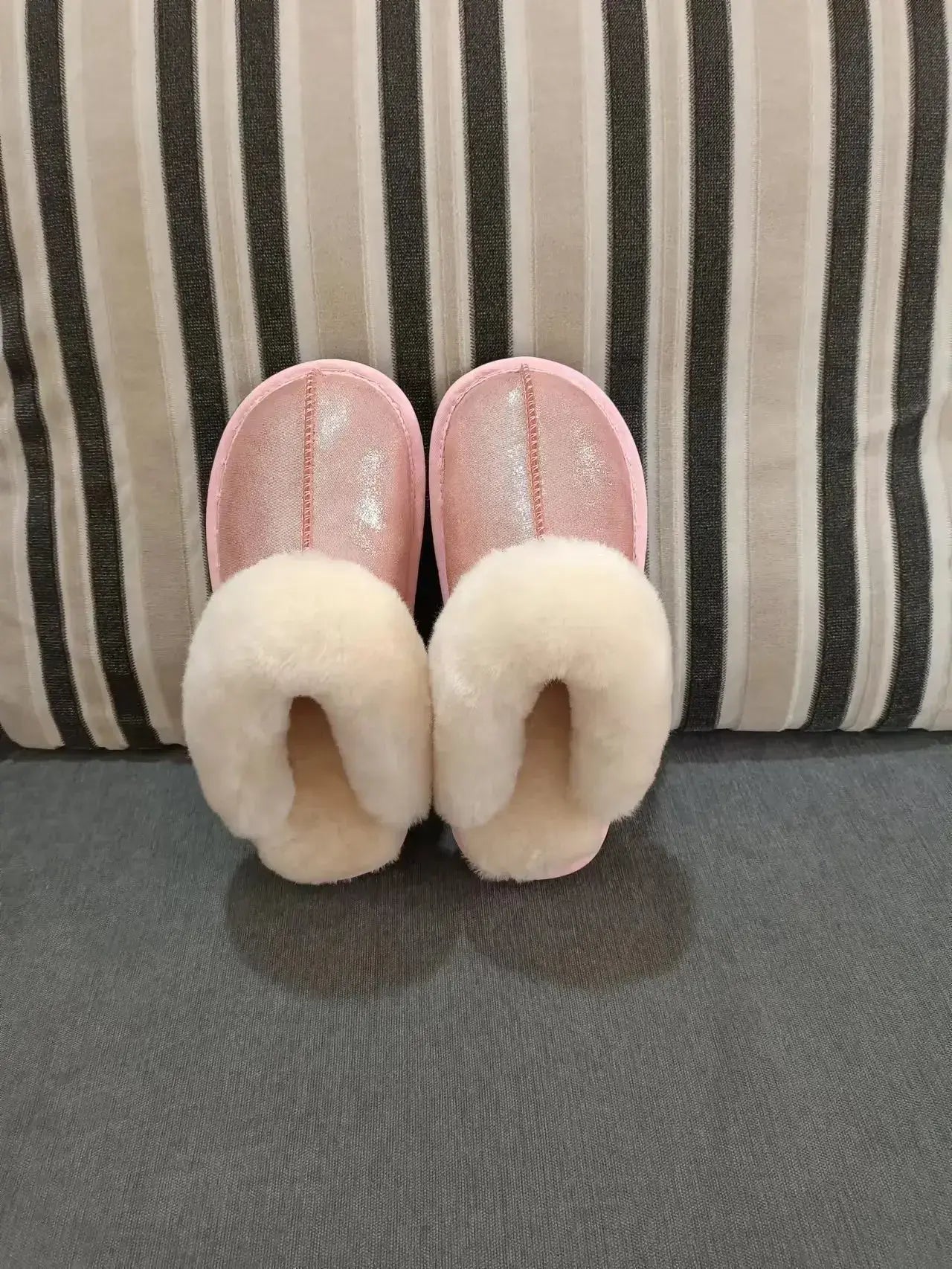 Natural shearing fur slippers Australian sheepskin and fur integrated slippers for men and women&