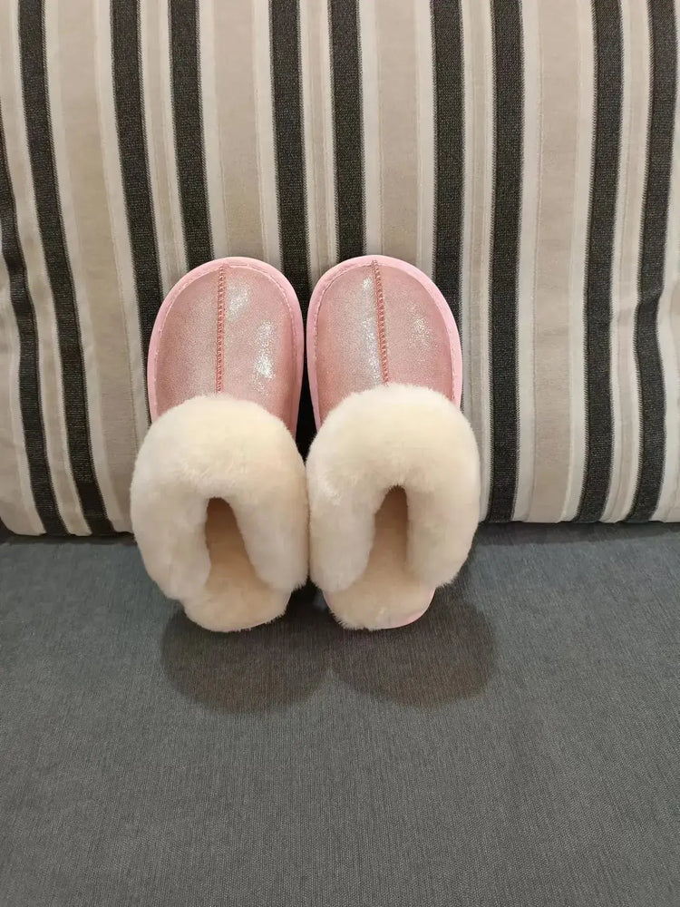 Natural shearing fur slippers Australian sheepskin and fur integrated slippers for men and women&