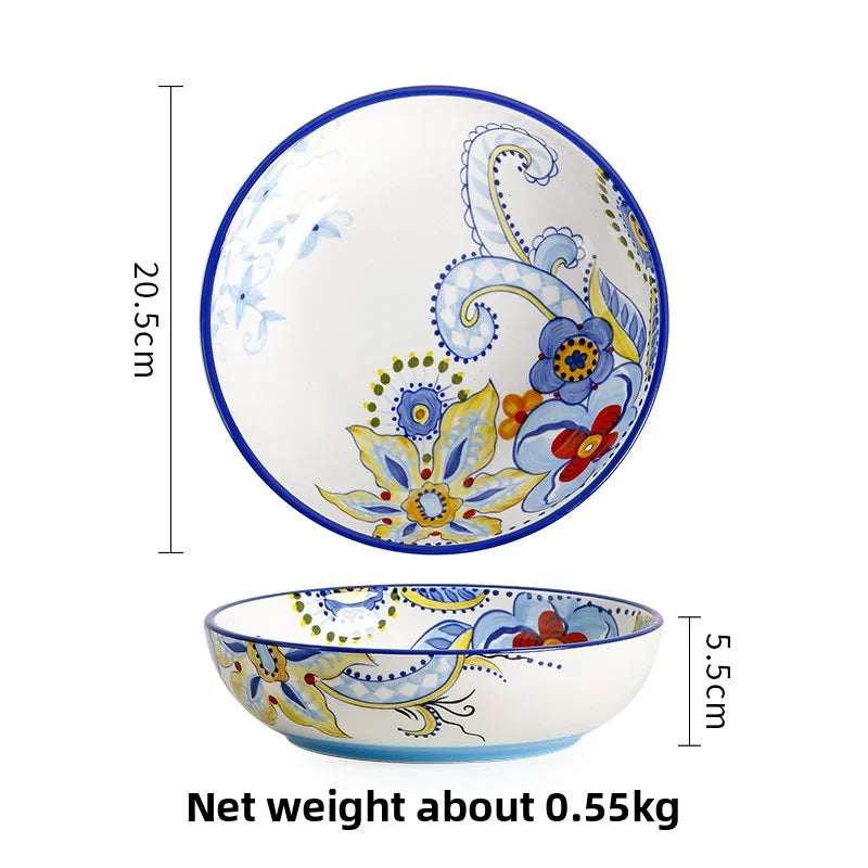 Hand-Painted Ceramic Steak Plate — Irregular Western Dinnerware