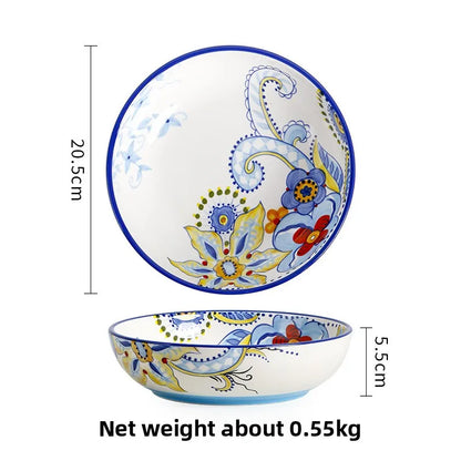 Hand-Painted Ceramic Steak Plate — Irregular Western Dinnerware