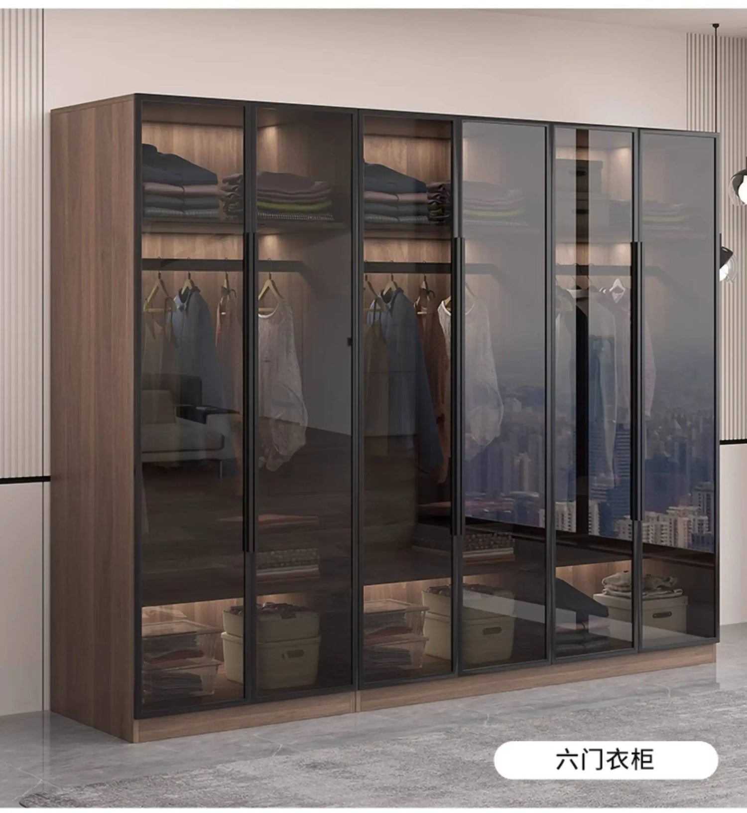 Glass light luxury corner cloakroom wardrobe Double clothes closet cabinets and wardrobes Cabinet dressing clothe home furniture Jonine&