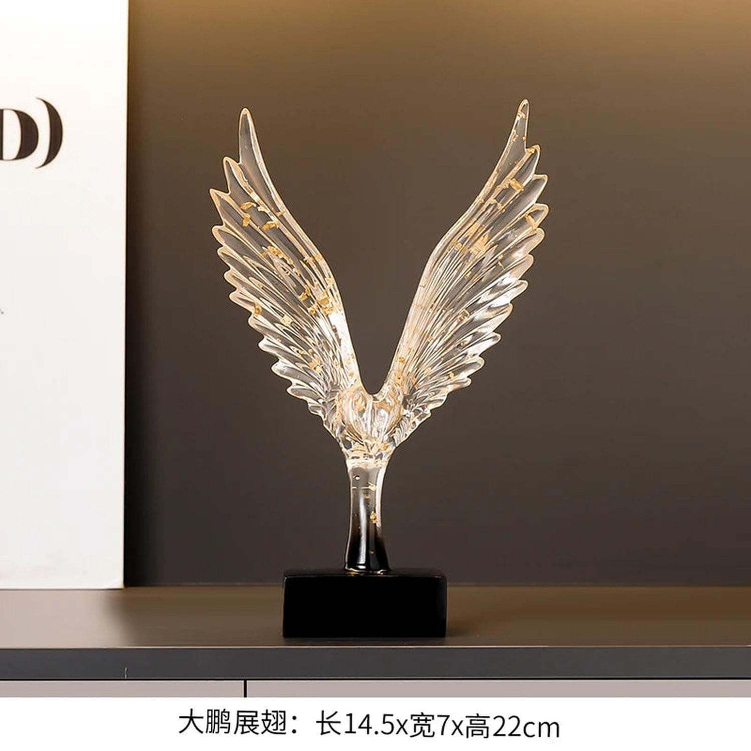 Gold Angel Wing Sculpture — Abstract Resin Figurine for Home Décor & Shelf Styling