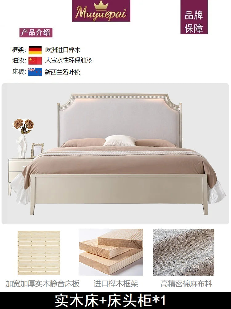 European Minimalist Waterproof Bed Frame with Headboard