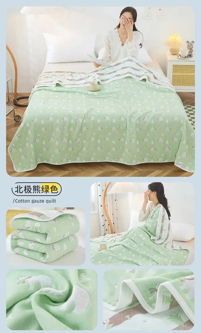 Cool Breathability Summer Quilt Multi-functional Cotton Gauze Fabric Towel Blanket Thin Breathable Duvet Skin-friendly Comforter