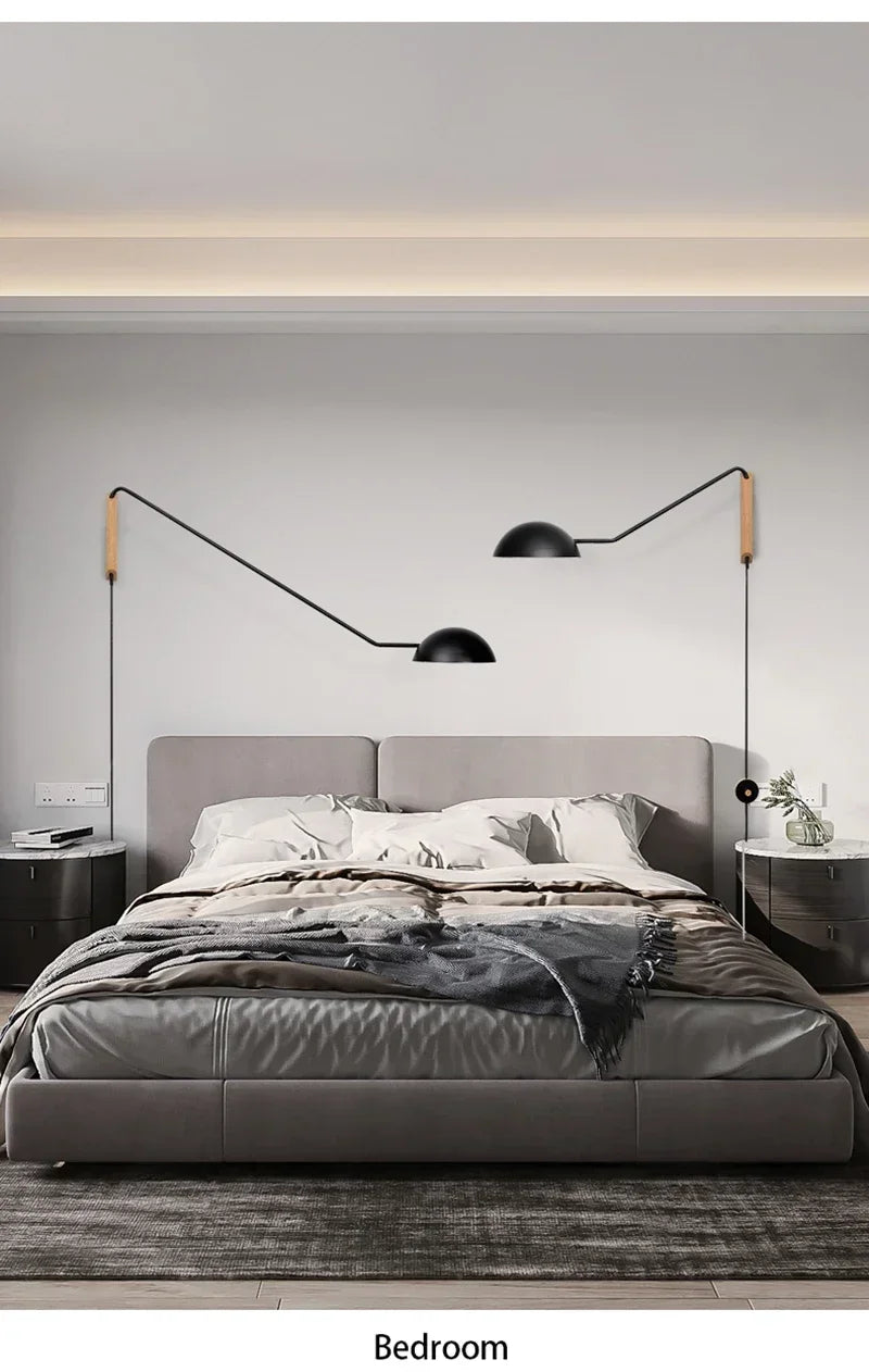 Modern Minimalist Long Arm LED Wall Lamp Design Style Golden Wall Lights Living Dining Room Bedside Sconce Adjustable Home Decor Jonine&
