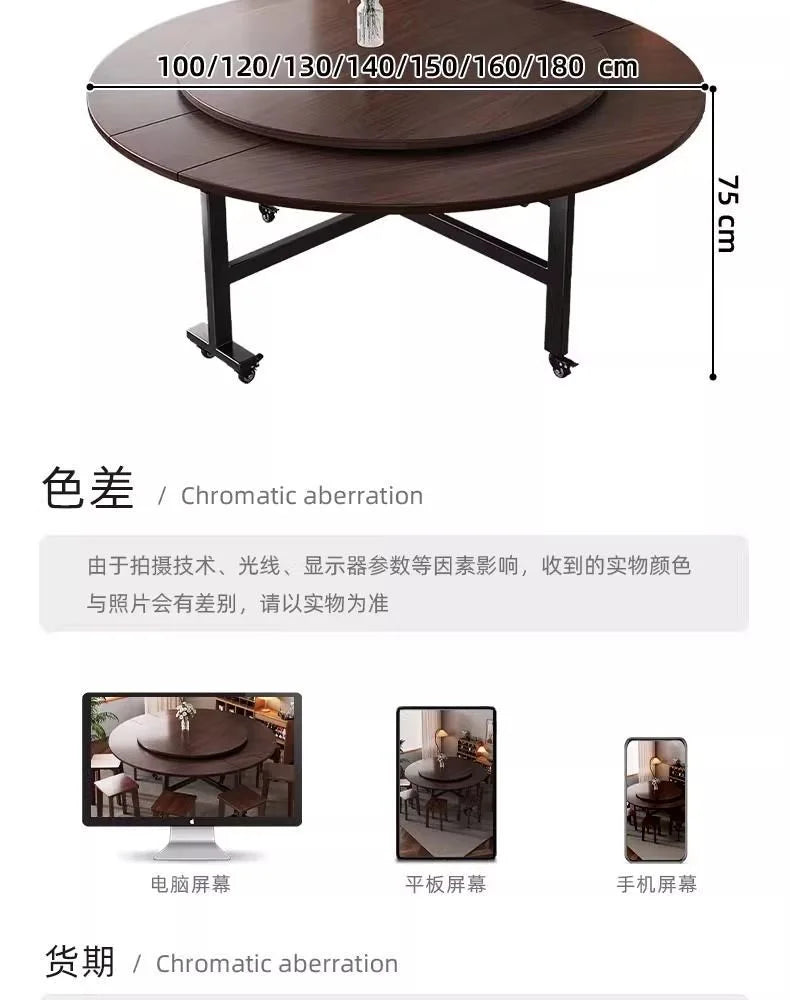 Round Foldable Dining Table — 100 & 120cm