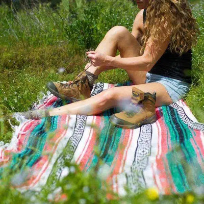 Mexican Handwoven Throw Blanket — Striped Tassel, 130×170cm