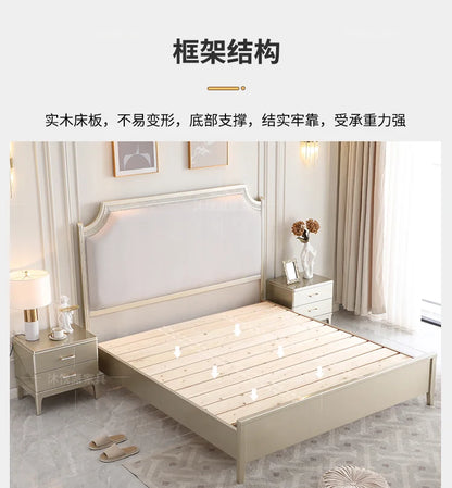 European Minimalist Waterproof Bed Frame with Headboard