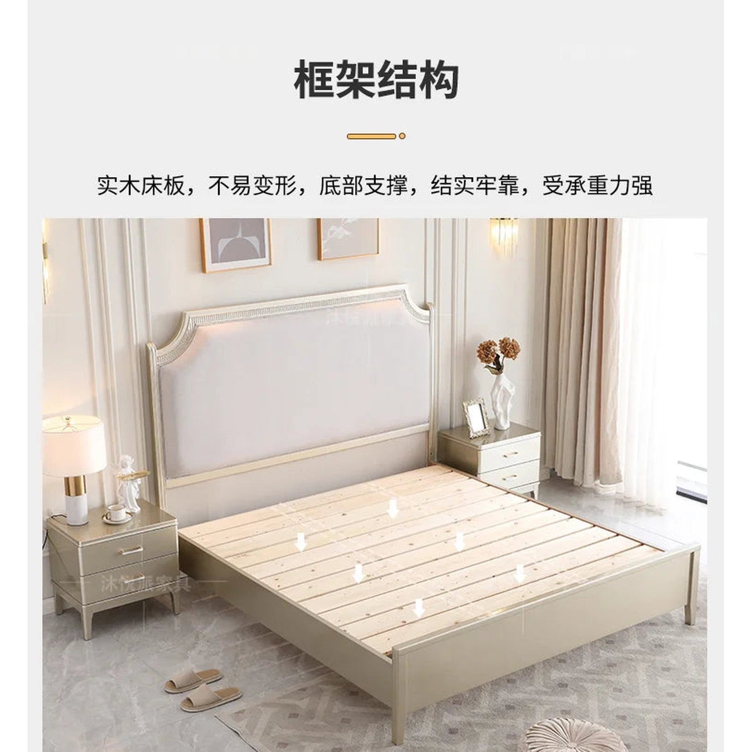 European Minimalist Waterproof Bed Frame with Headboard