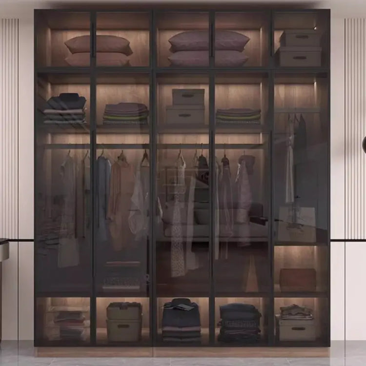 Glass light luxury corner cloakroom wardrobe Double clothes closet cabinets and wardrobes Cabinet dressing clothe home furniture Jonine&