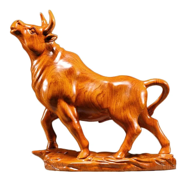 Strength &amp; Intention — Hand Carved Red Sandalwood Bull Statue