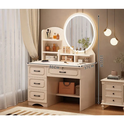 Small Space, Big Ritual — Compact Dressing Table with Mirror & Storage