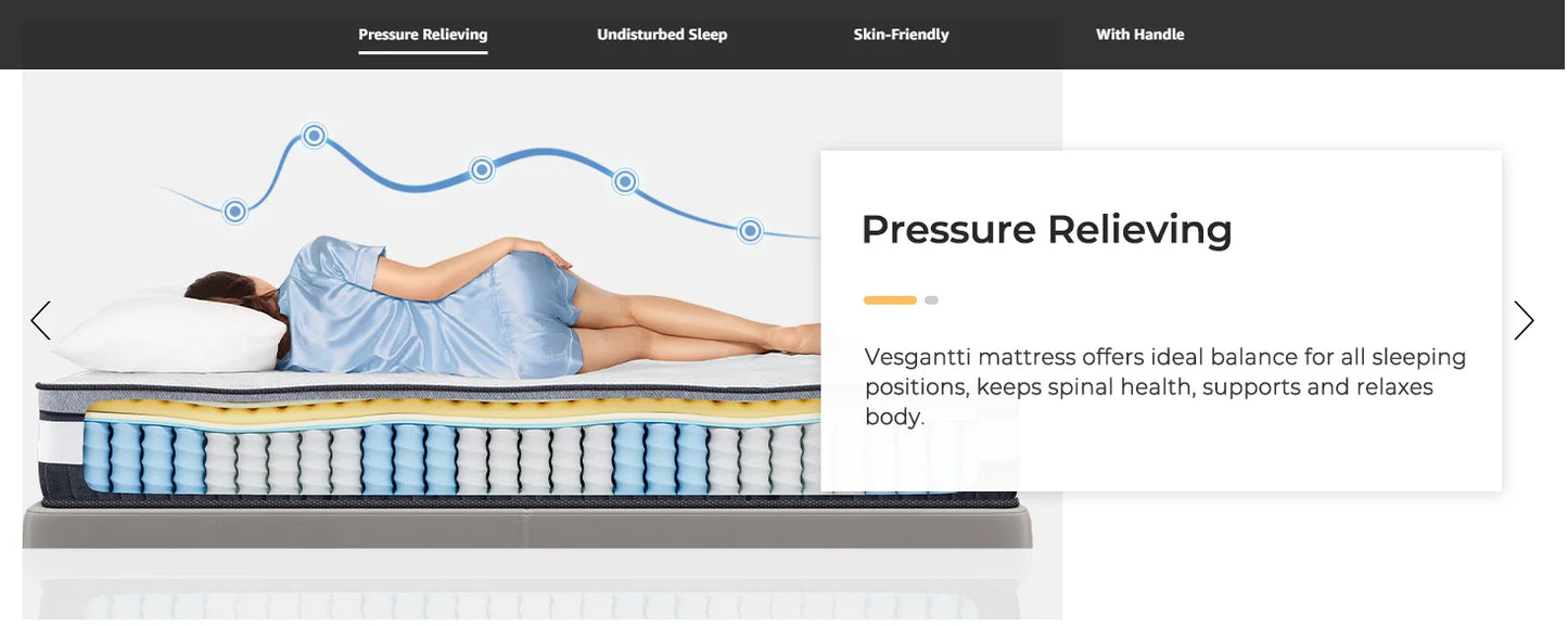 Vesgantti 12 Inch Innerspring Multilayer Hybrid Mattress with Memory Foam and Pocket Spring Mattress Medium Firm Feel