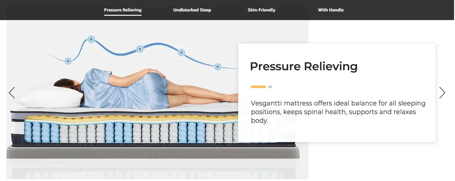 Vesgantti 12 Inch Innerspring Multilayer Hybrid Mattress with Memory Foam and Pocket Spring Mattress Medium Firm Feel Jonine&