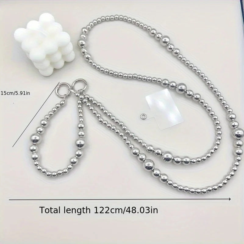 Holiday party gifts for friends and family, long silver bead hanging rope, phone case, bag, pendant Jonine’s Corner