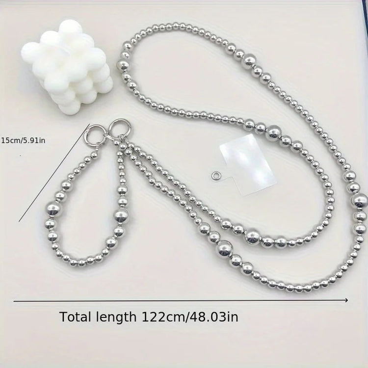 Holiday party gifts for friends and family, long silver bead hanging rope, phone case, bag, pendant Jonine’s Corner