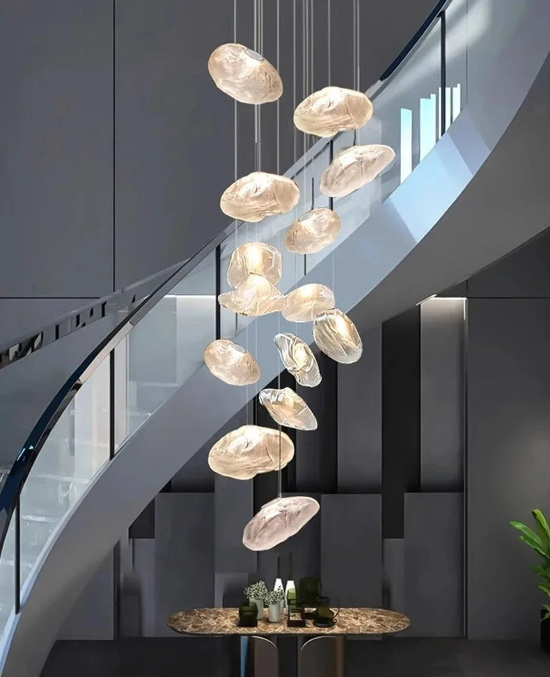 Modern Luxury LED Staircase Chandelier — Dimmable Multi-Head Pendant Light