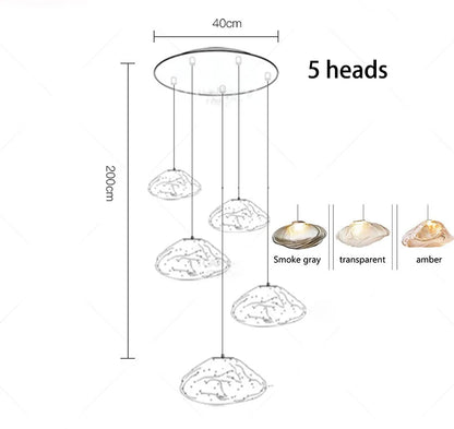 Modern Luxury LED Staircase Chandelier — Dimmable Multi-Head Pendant Light