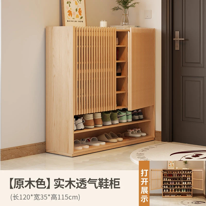 Vintage Luxury Wood Shoe Rack — Space-Saving Entryway Storage